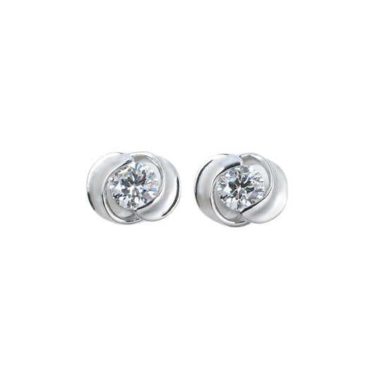 S925 Silver Spinning Rose Lab Diamond Stud Earrings, Flower Diamond Earrings - Photo 5