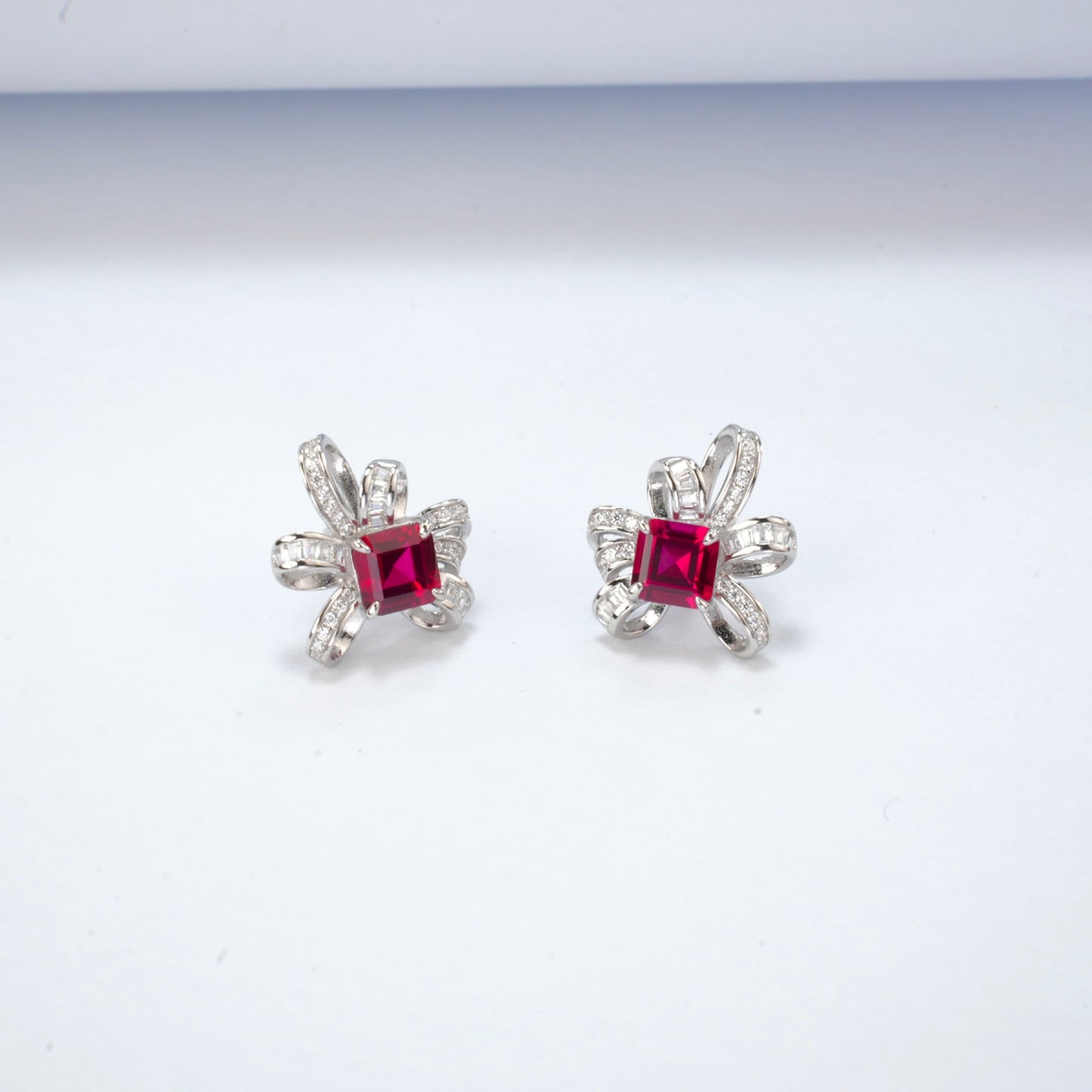 Sparkling Lab Ruby S925 Silver Earrings, Elegant Premium - Photo 5