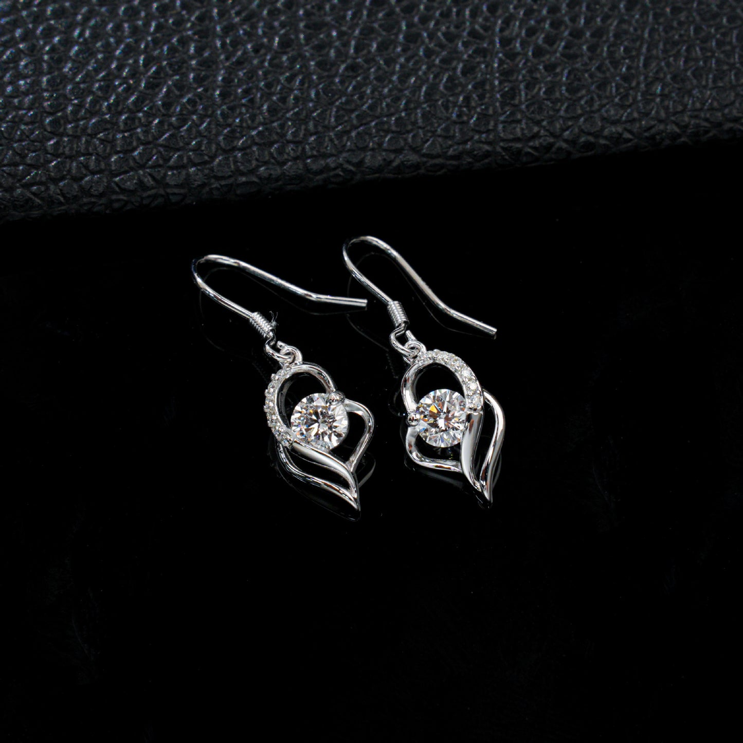 S925 Sterling Silver Lab Heart Earrings, Versatile Simple Elegant - Photo 4