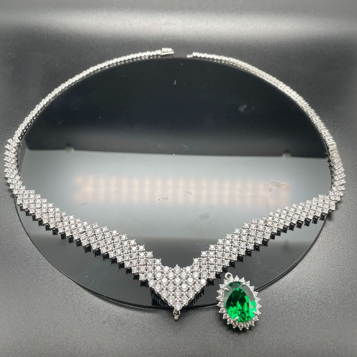 Tsavorite Necklace 925 Silver Vintage - Photo 4