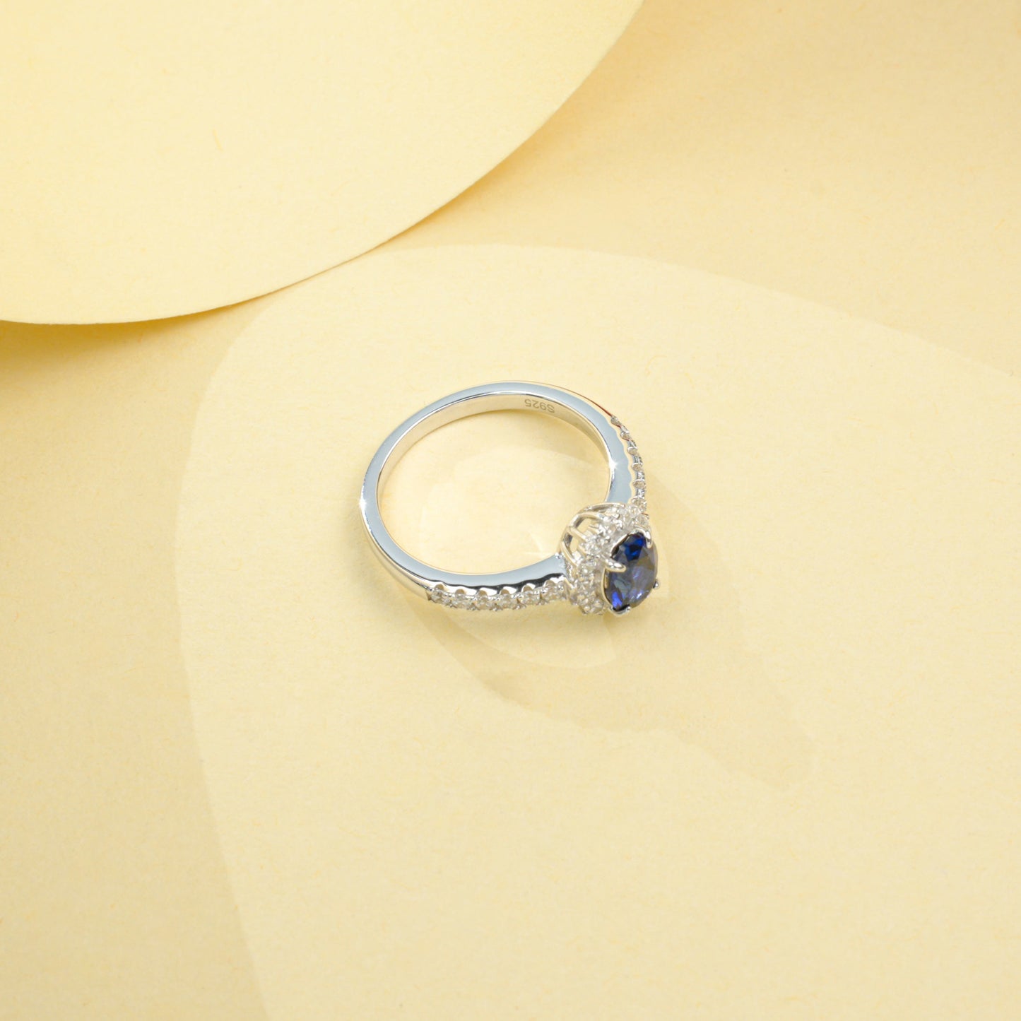 S925 Sterling Silver Lab Sapphire Ring for Women, Minimalist Versatile - Photo 6