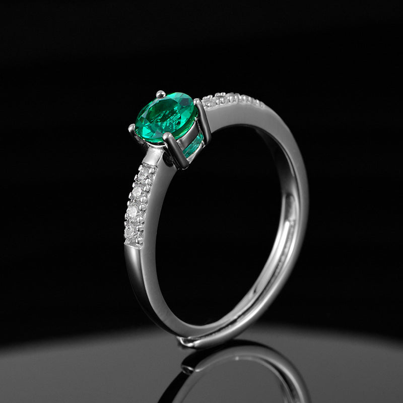 S925 Sterling Silver Lab Emerald Necklace, Elegant Minimalist - Photo 2
