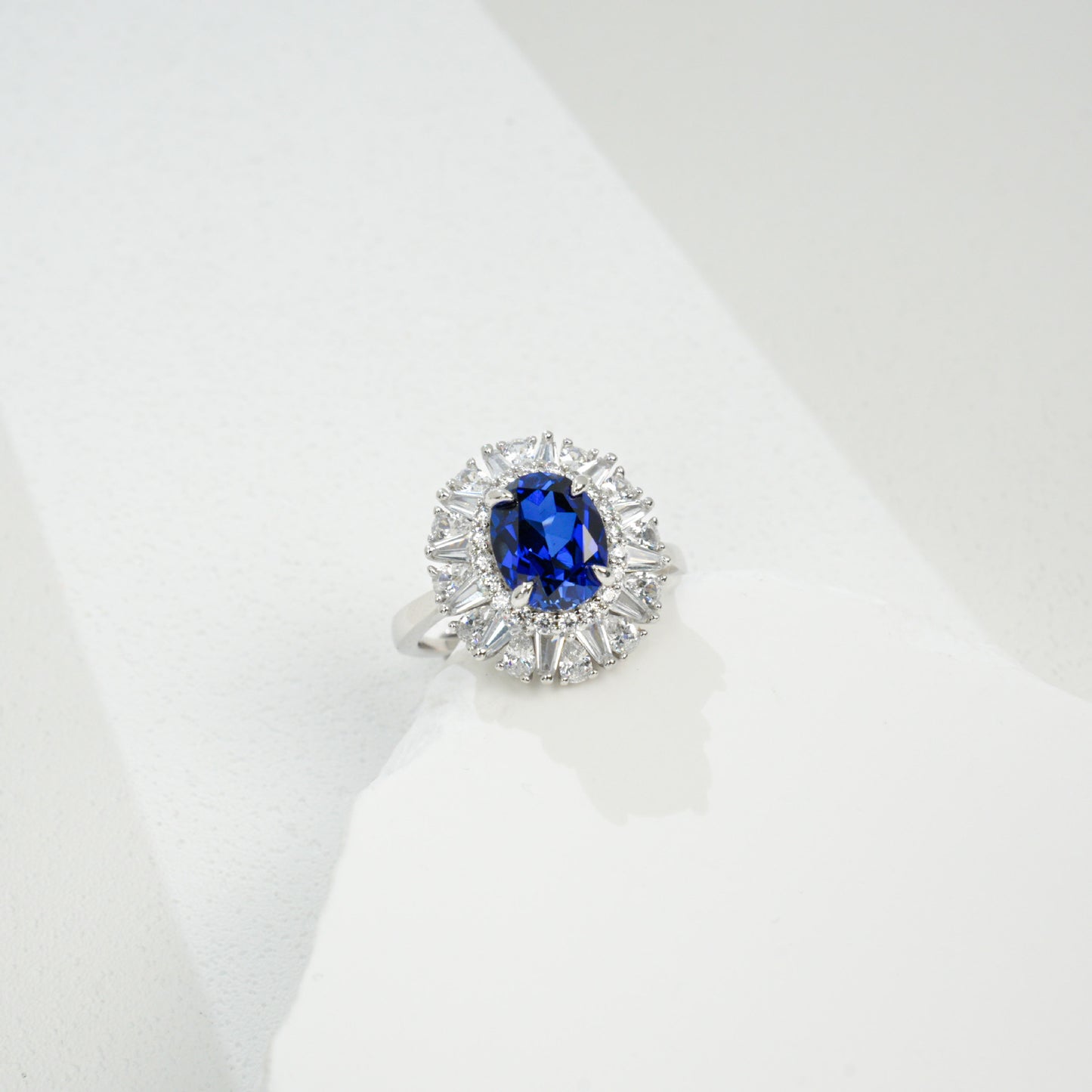 Sterling Silver Lab Sapphire Ring, Unique Versatile - Photo 6
