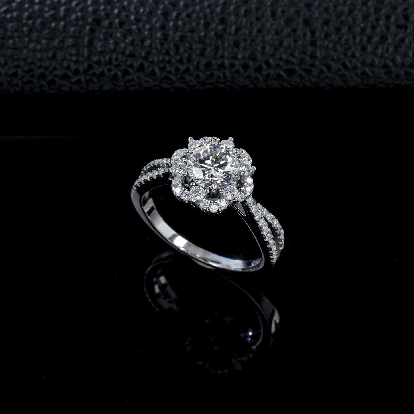 S925 Silver Flower Halo Lab Diamond Ring, Proposal Engagement Wedding - Photo 6