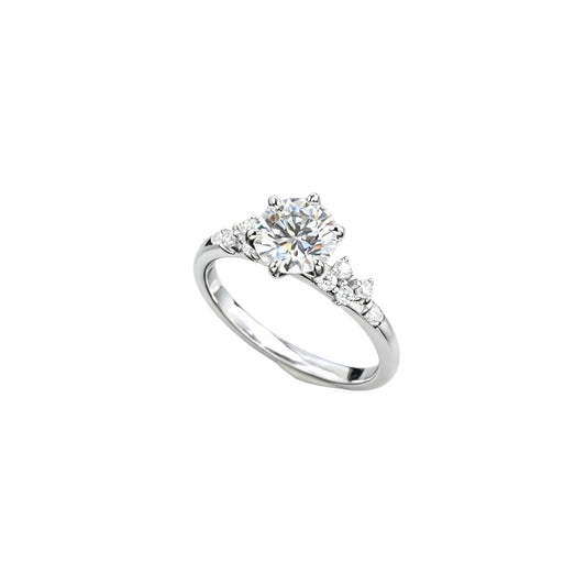 S925 Silver 6-Claw Lab Diamond Ring, Diamond Pave Proposal - Photo 5
