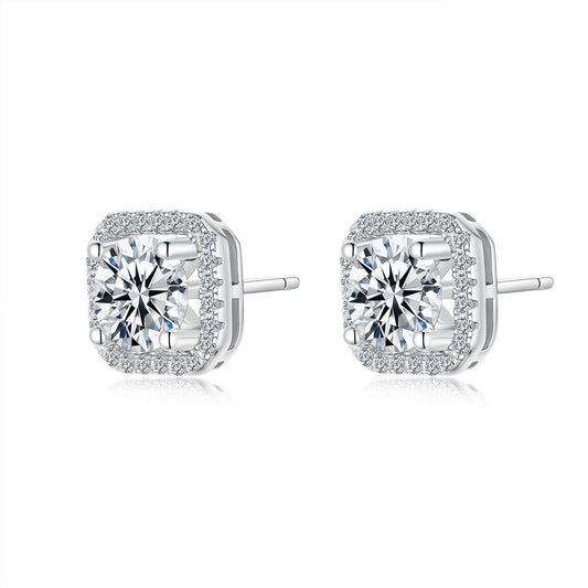 S925 Sterling Silver Lab Diamond Stud Earrings for Women, Elegant Versatile Gift - Photo 5