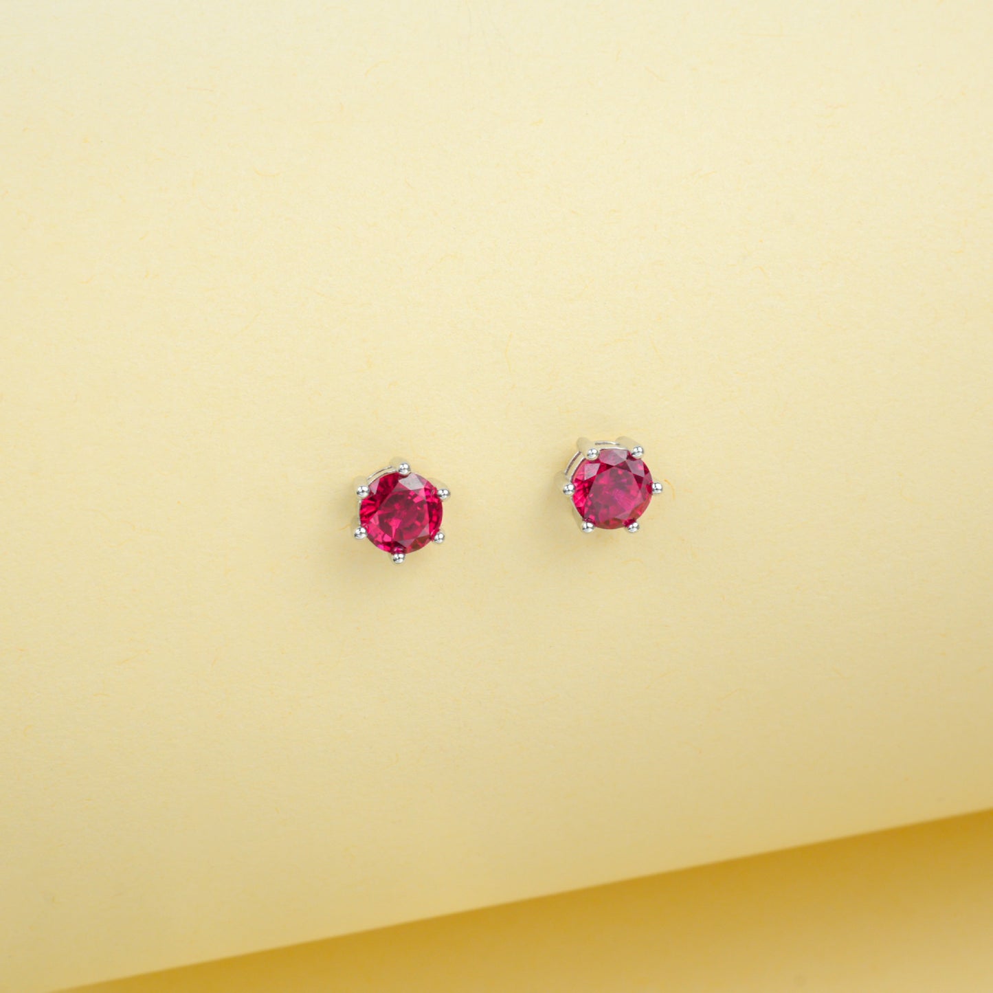S925 Sterling Silver 6-Claw Lab Ruby Earrings, Pigeon Blood Lab - Photo 4