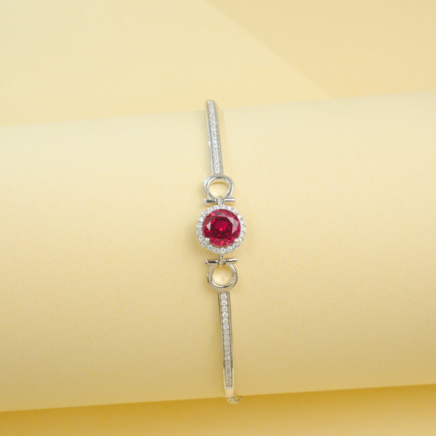 S925 Sterling Silver Lab Ruby Bracelet for Women, Unique Vintage - Photo 3