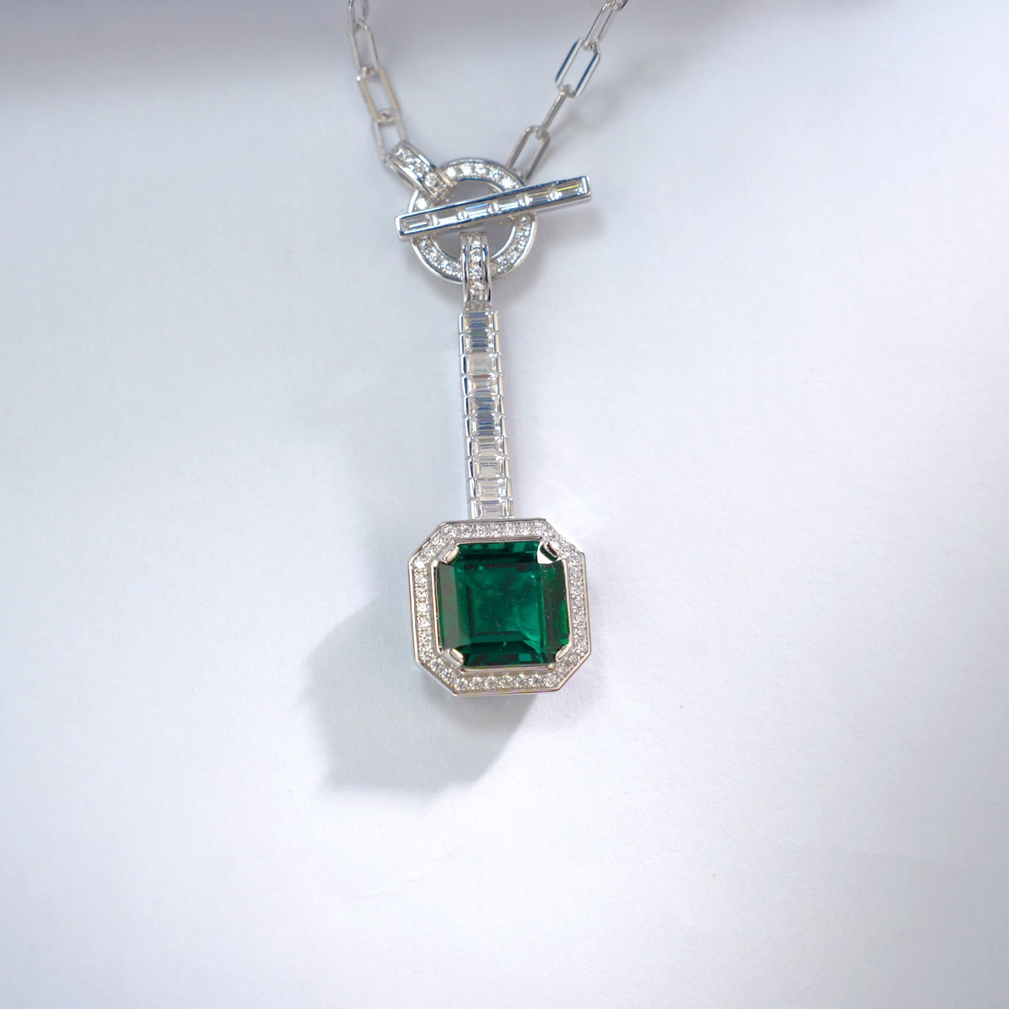 Lab Emerald Sterling Silver Necklace, Premium Jewellery - Photo 4