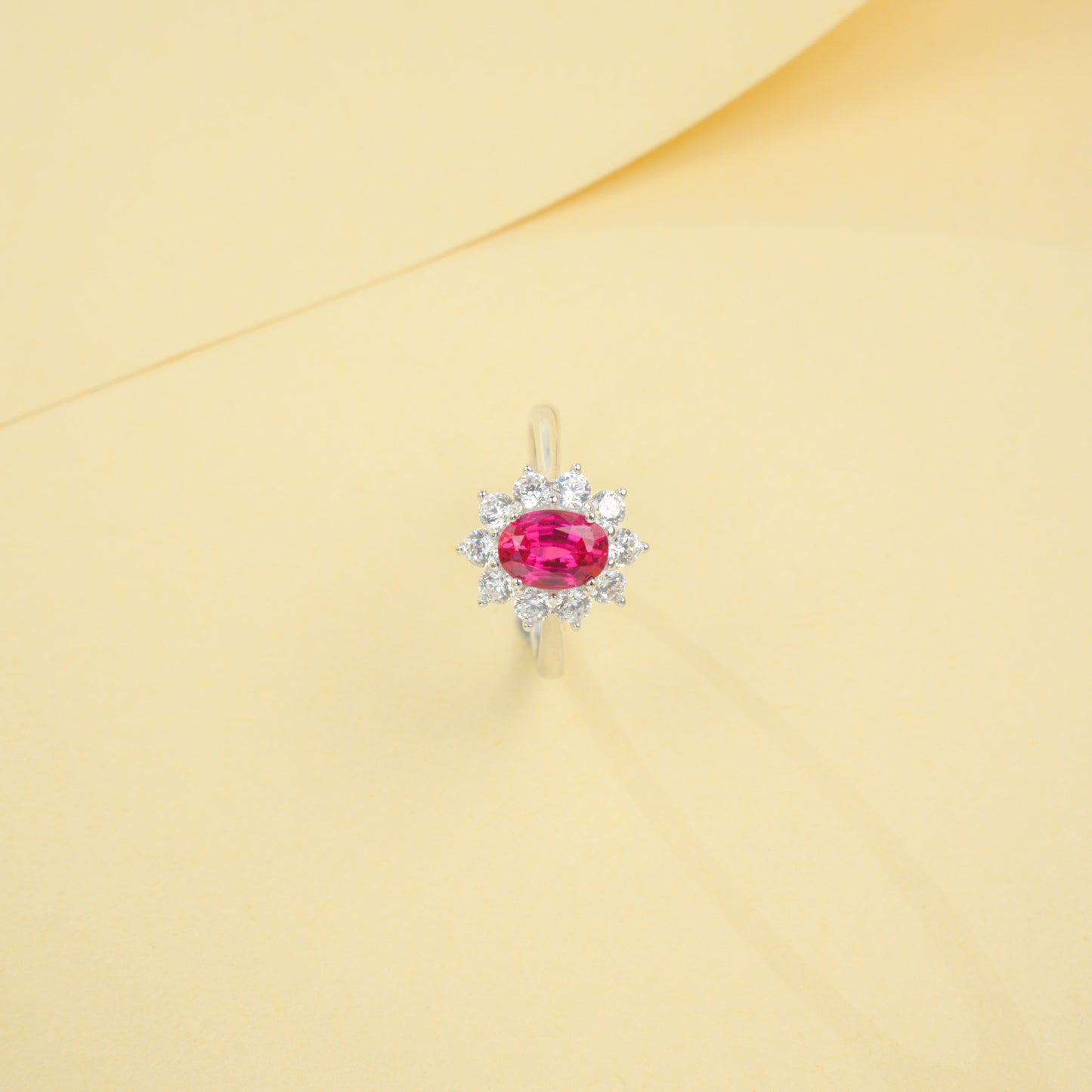 S925 Sterling Silver Lab Ruby Sunflower Ring for Women, Vintage Versatile Premium - Photo 4