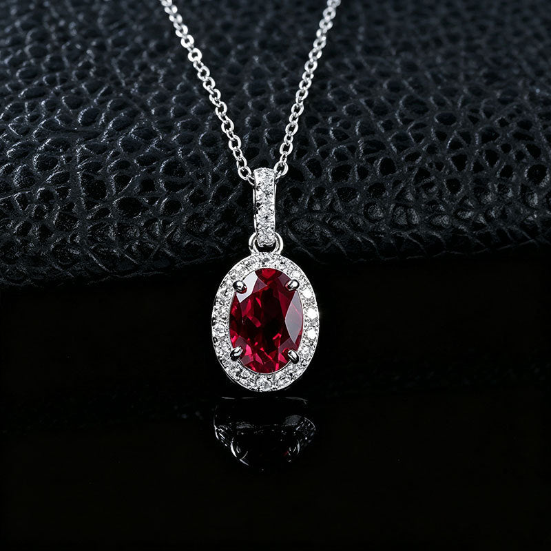 Simple Ruby Silver Necklace, Small Anniversary Birthday - Photo 4