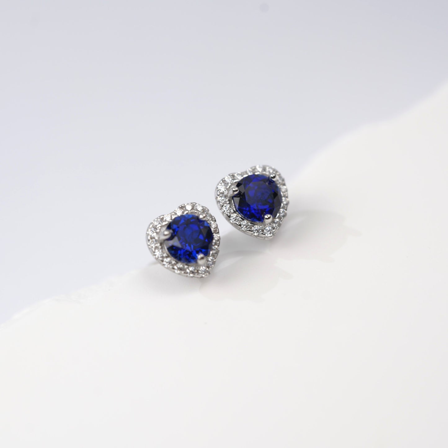 925 Sterling Silver Lab Sapphire Heart Earrings, Live-Hot for Women - Photo 4