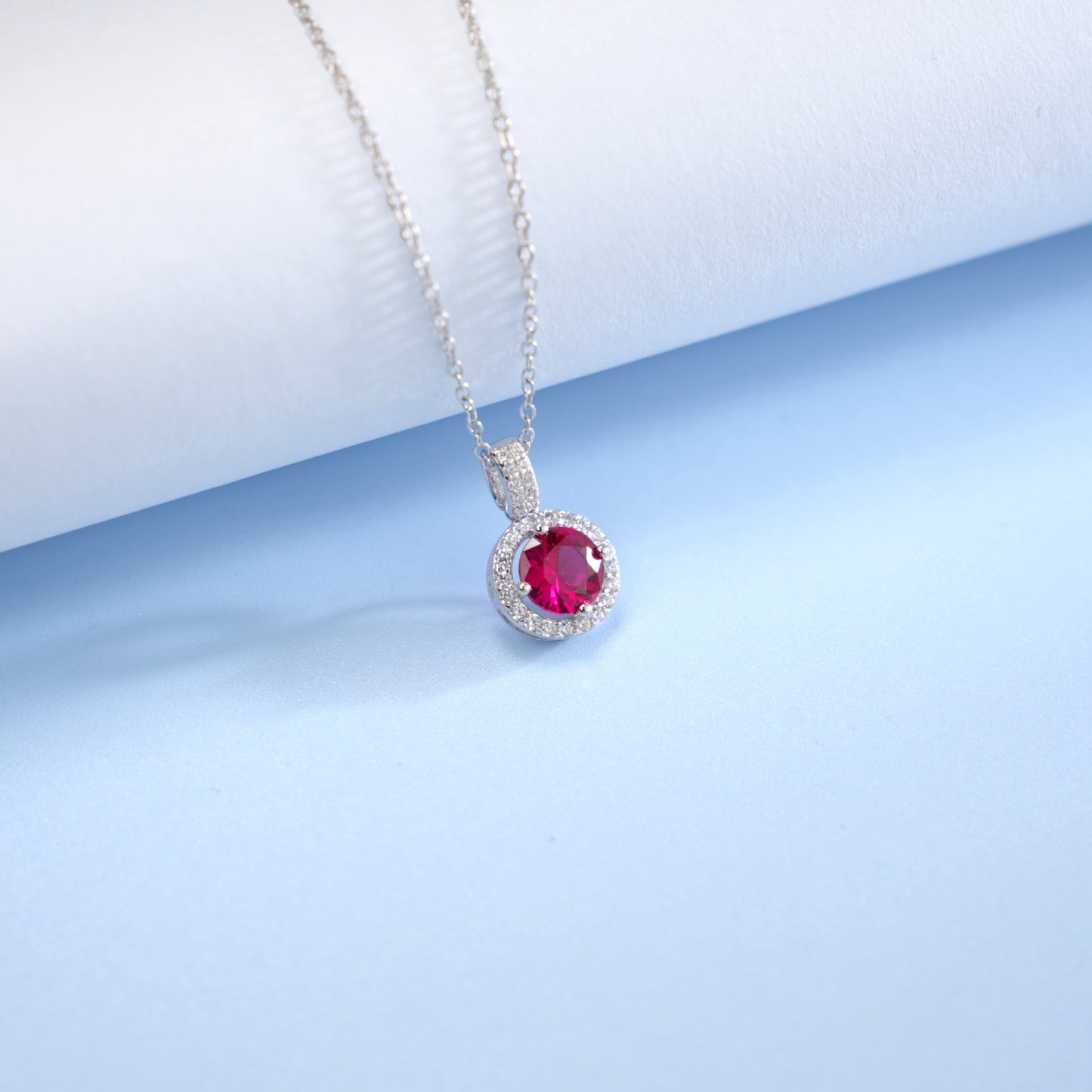 Lab Ruby Necklace 925 Sterling Silver Classic Choker, Jewellery Premium - Photo 4