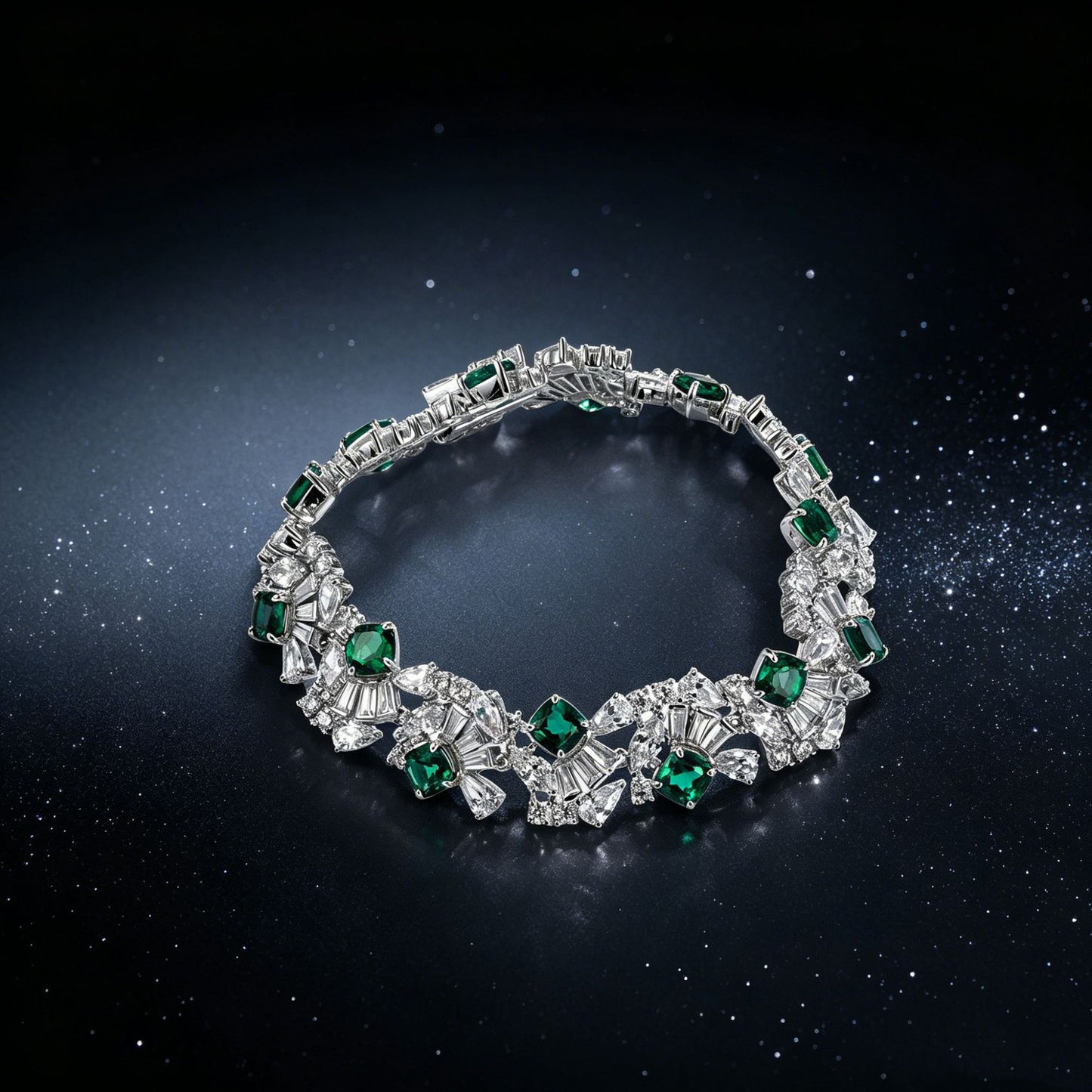 Lab Emerald Bracelet 925 Silver Luxurious Necklace - Photo 4