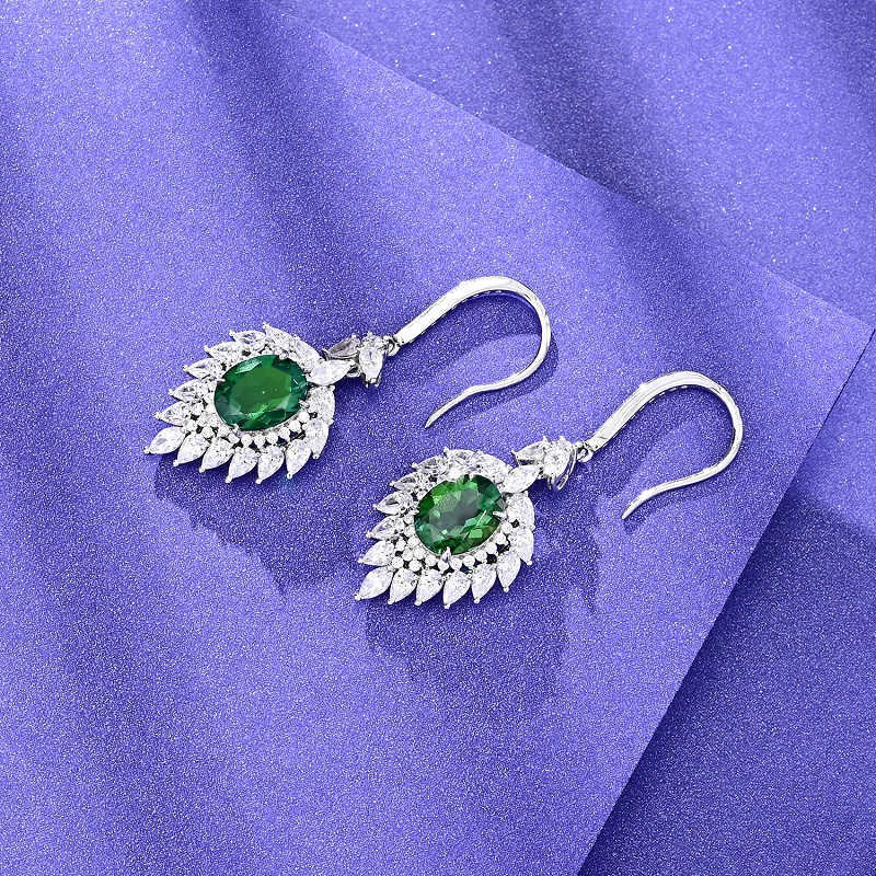 S925 Lab Emerald Earrings, Simple Versatile Design - Photo 4