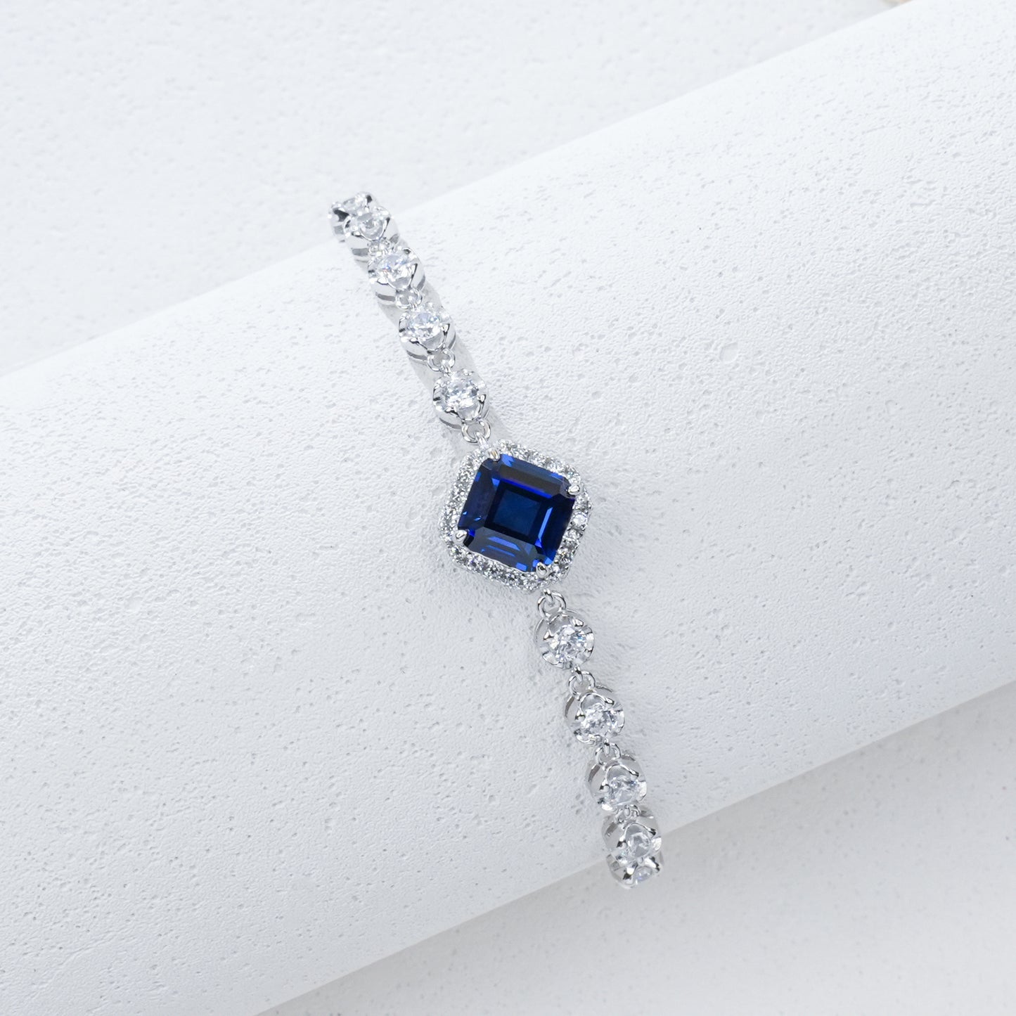 S925 Silver Square Sapphire Halo Jewellery, Women's Versatile Accessory - Photo 4