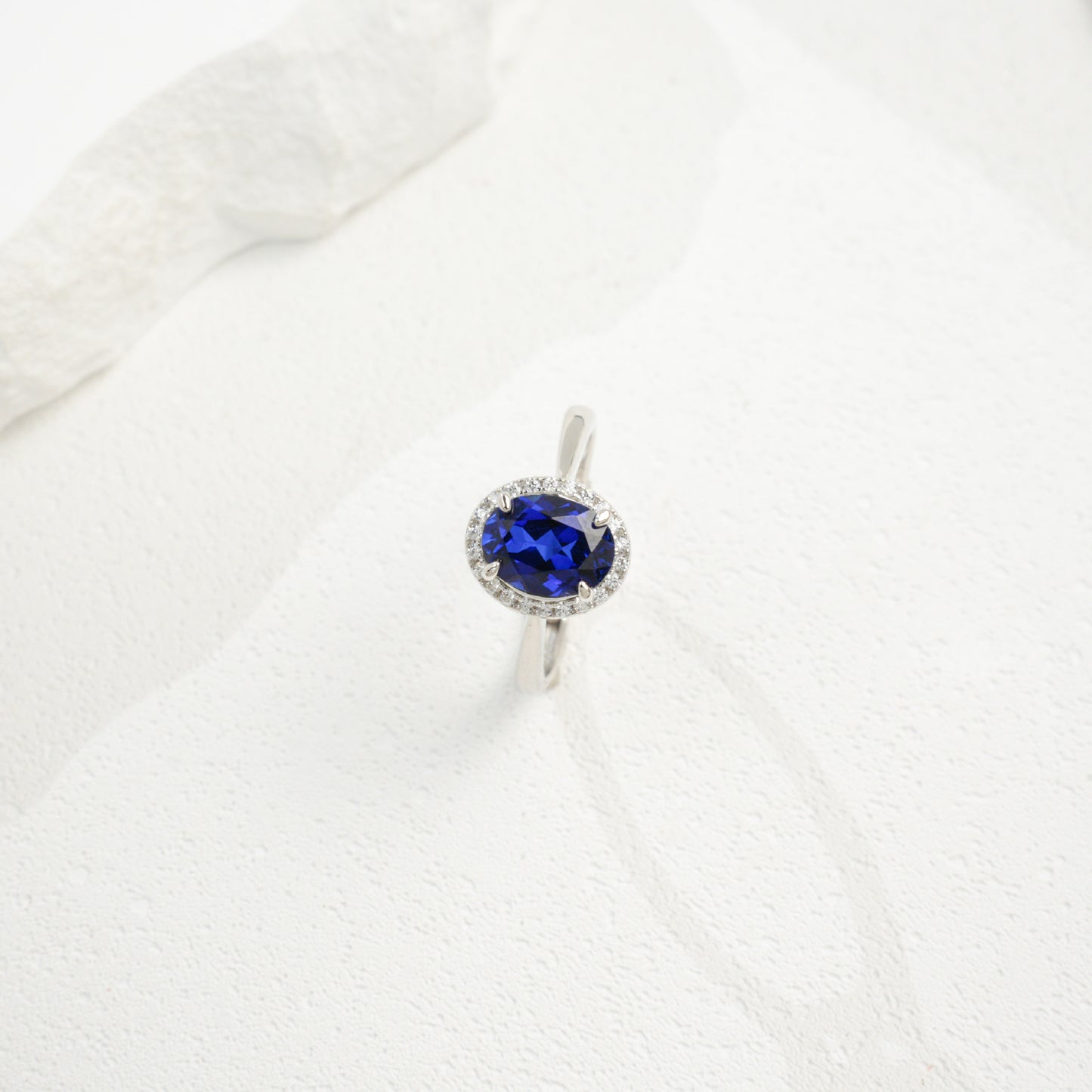 S925 Sterling Silver Lab Sapphire Ring, Premium Designer - Photo 4