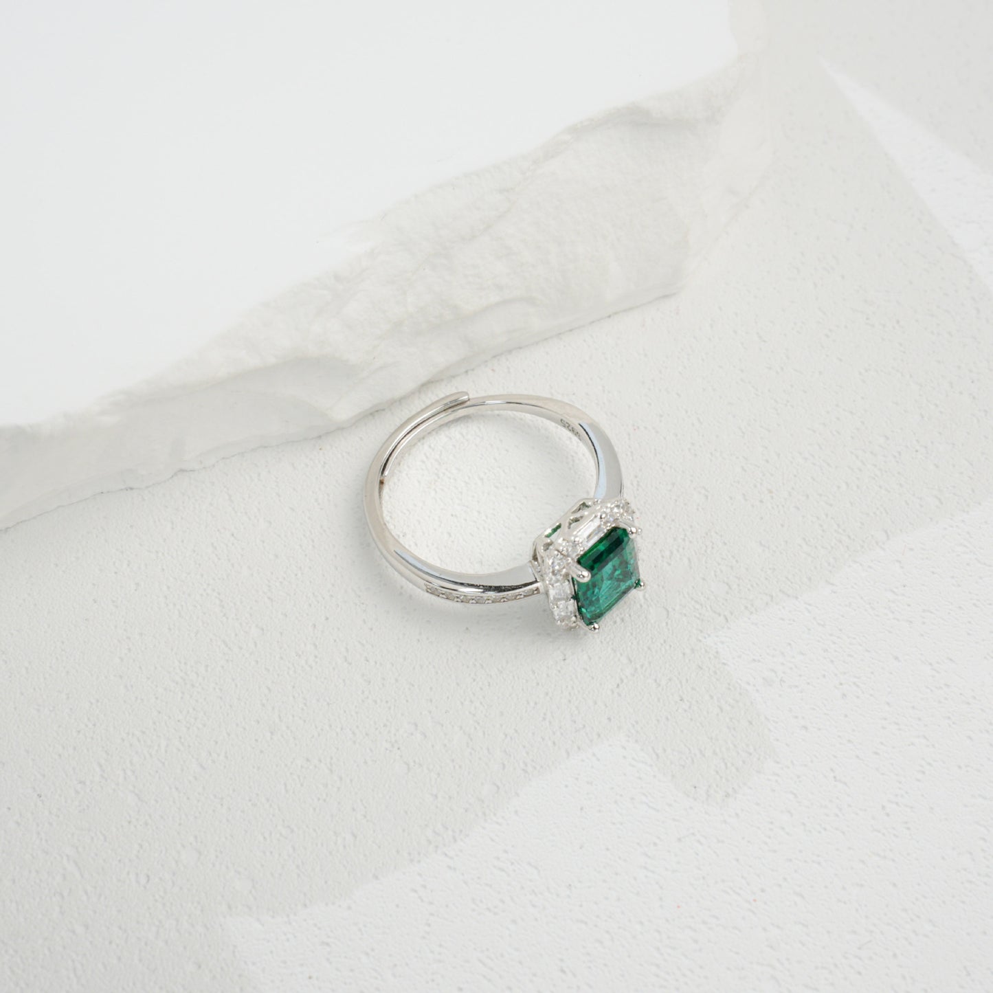 S925 Sterling Silver Lab Emerald Ring, Versatile Gift Ring - Photo 5