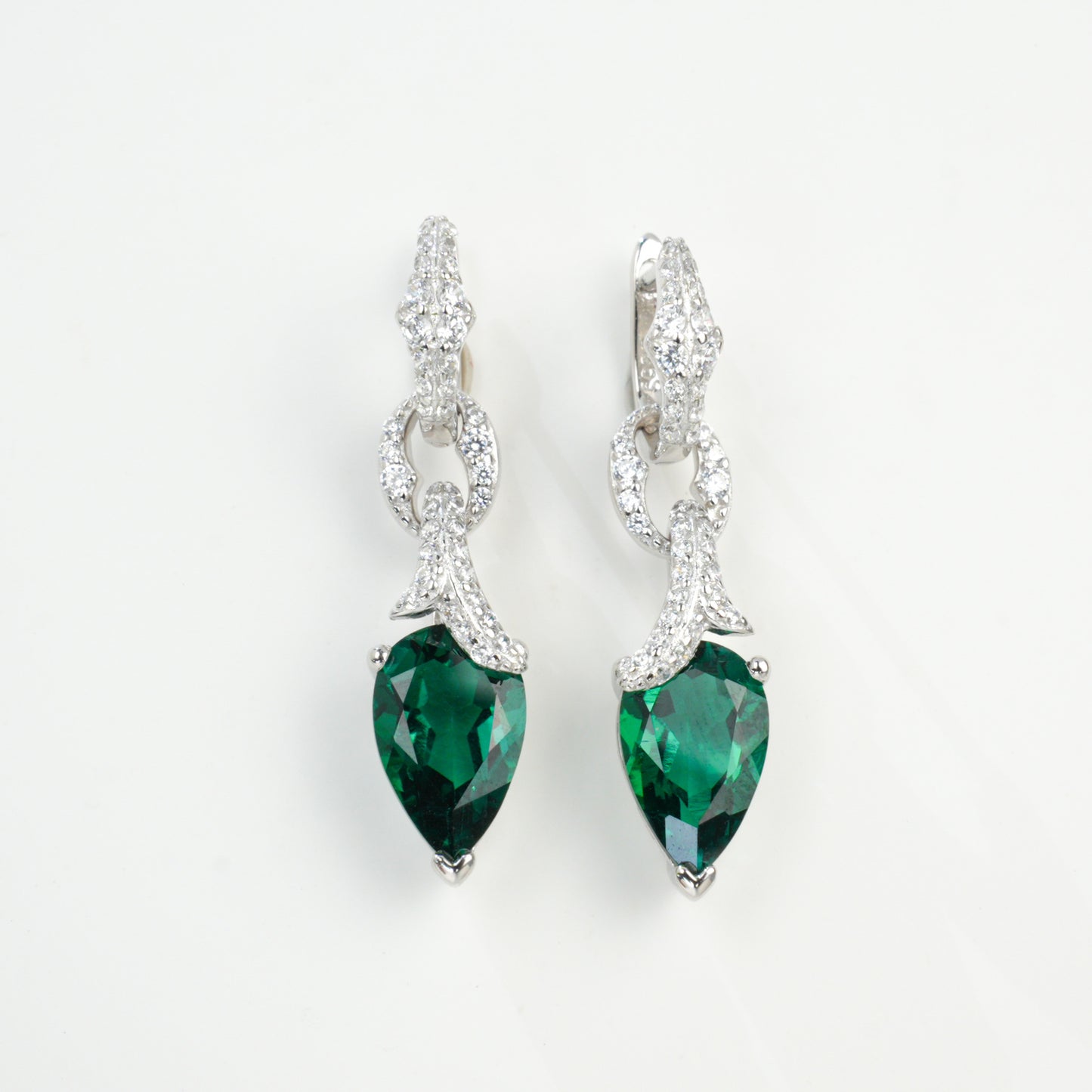 S925 Sterling Silver Lab Emerald Earrings, Versatile Birthday Gift - Photo 5