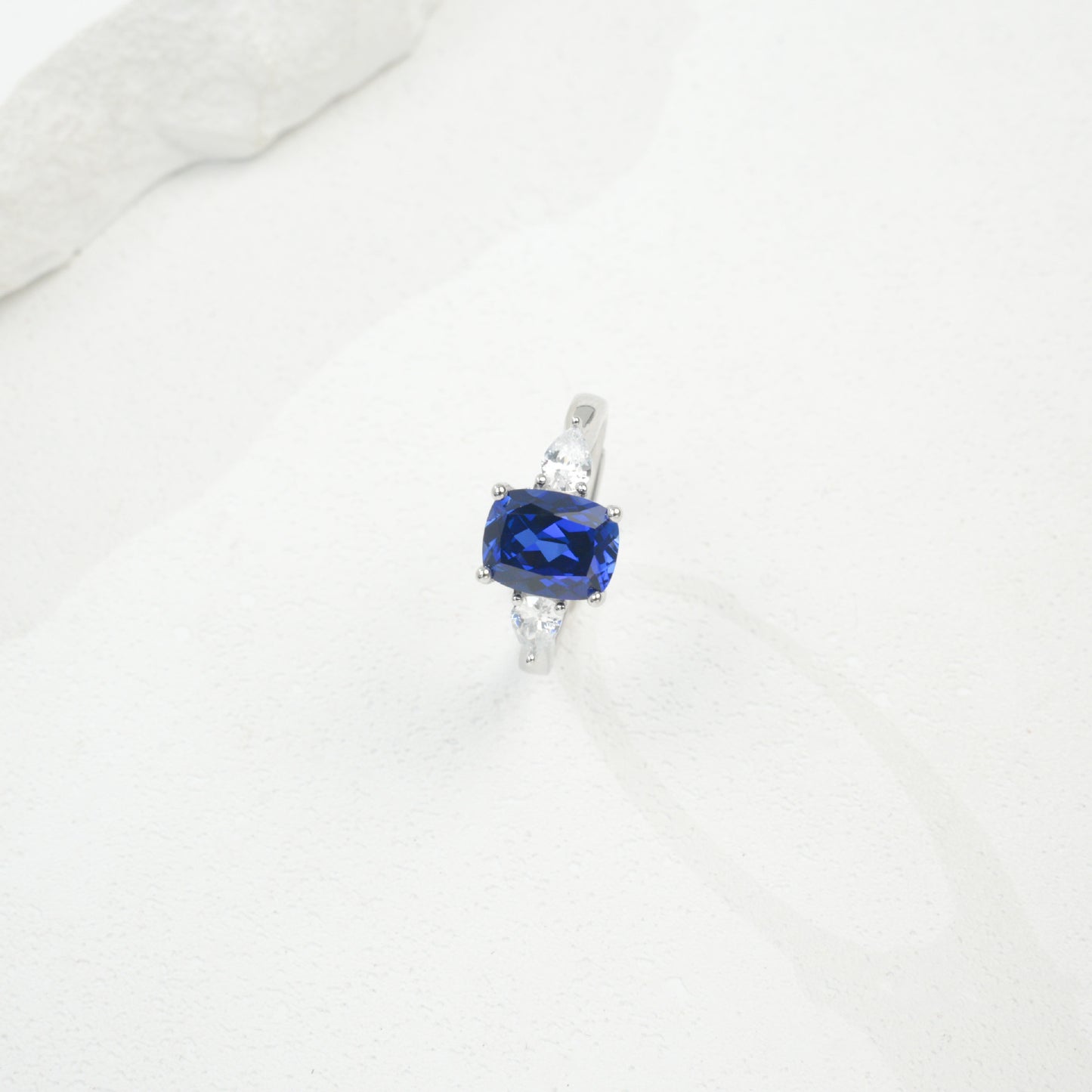S925 Sterling Silver Lab Gemstone Cushion Adjustable Open Ring, Premium for Women - Photo 5