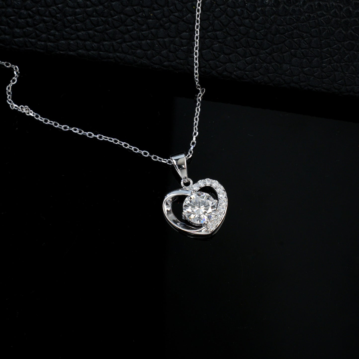 925 Sterling Silver Lab Diamond Necklace, Designer Minimalist - Photo 4