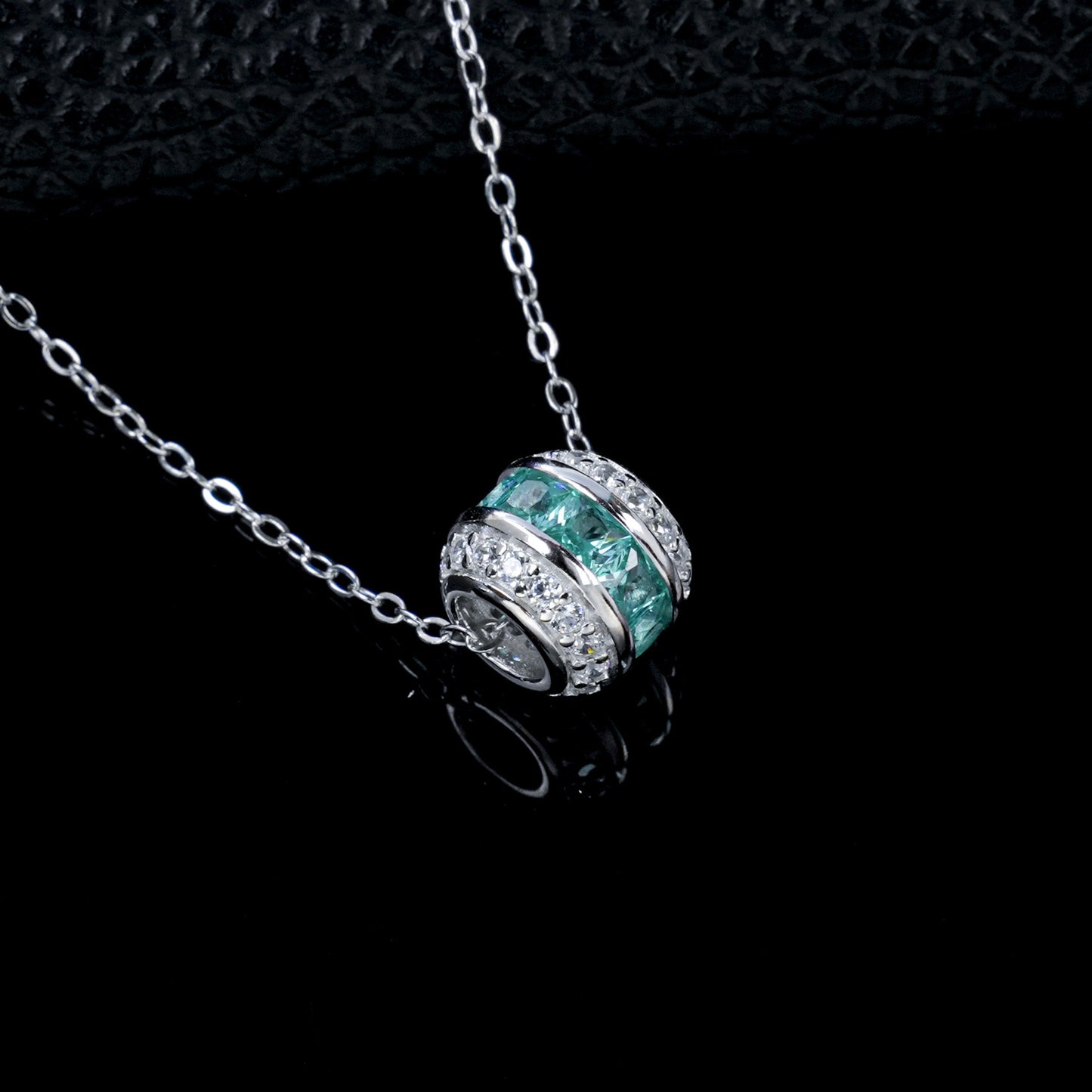 S925 Silver Paraiba Tube Pendant Necklace, Stone Necklace Diamond - Photo 4