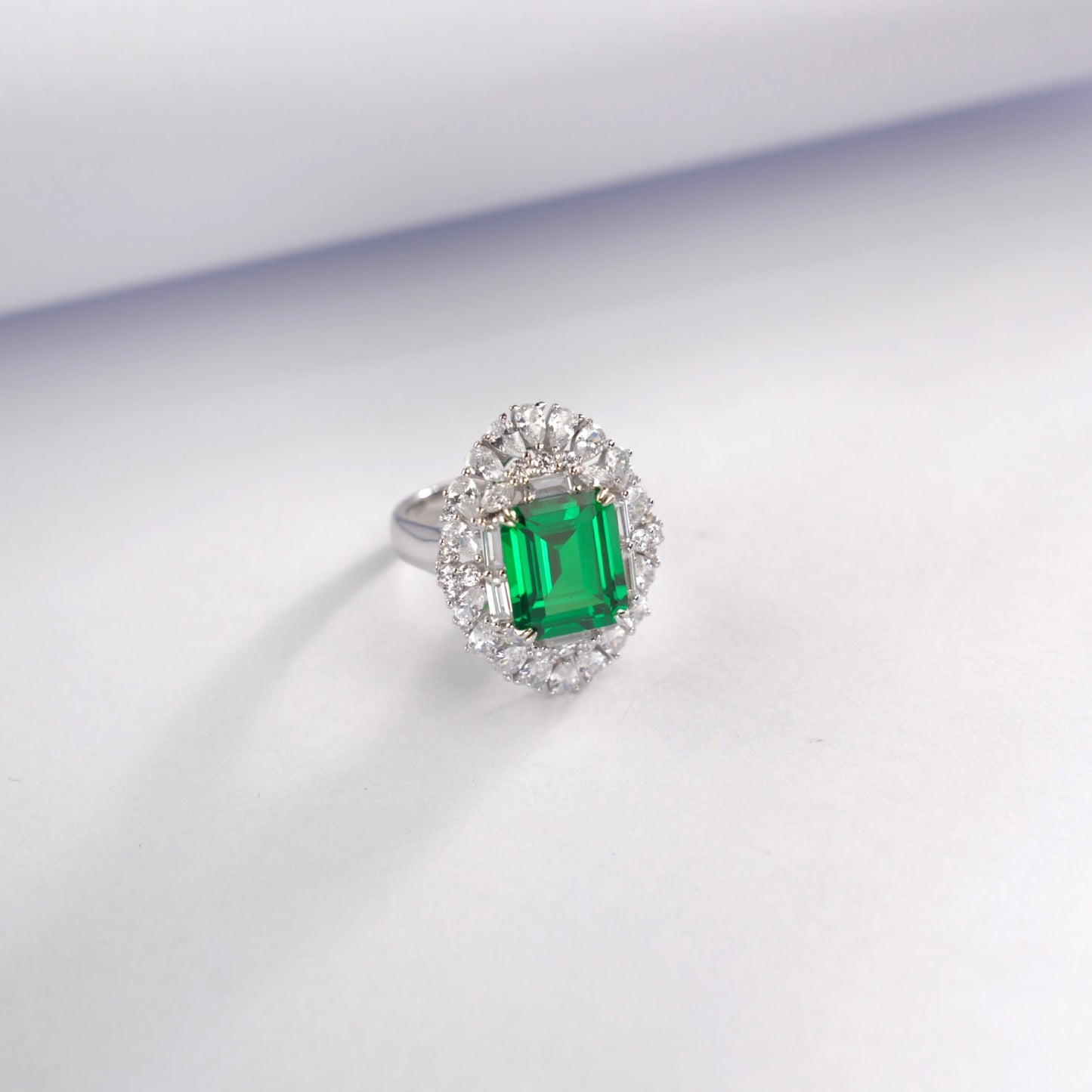 S925 Sterling Silver Lab Emerald Ring, Premium Anniversary Birthday - Photo 3