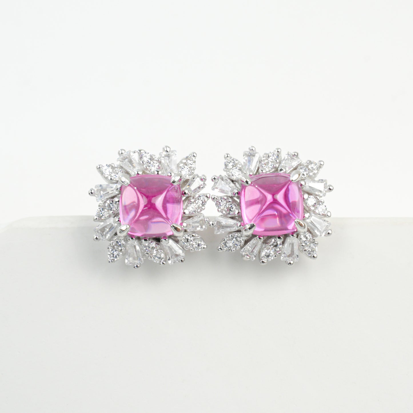 S925 Sterling Silver Lab Padparadscha Sunflower Earrings, Elegant for Women - Photo 5