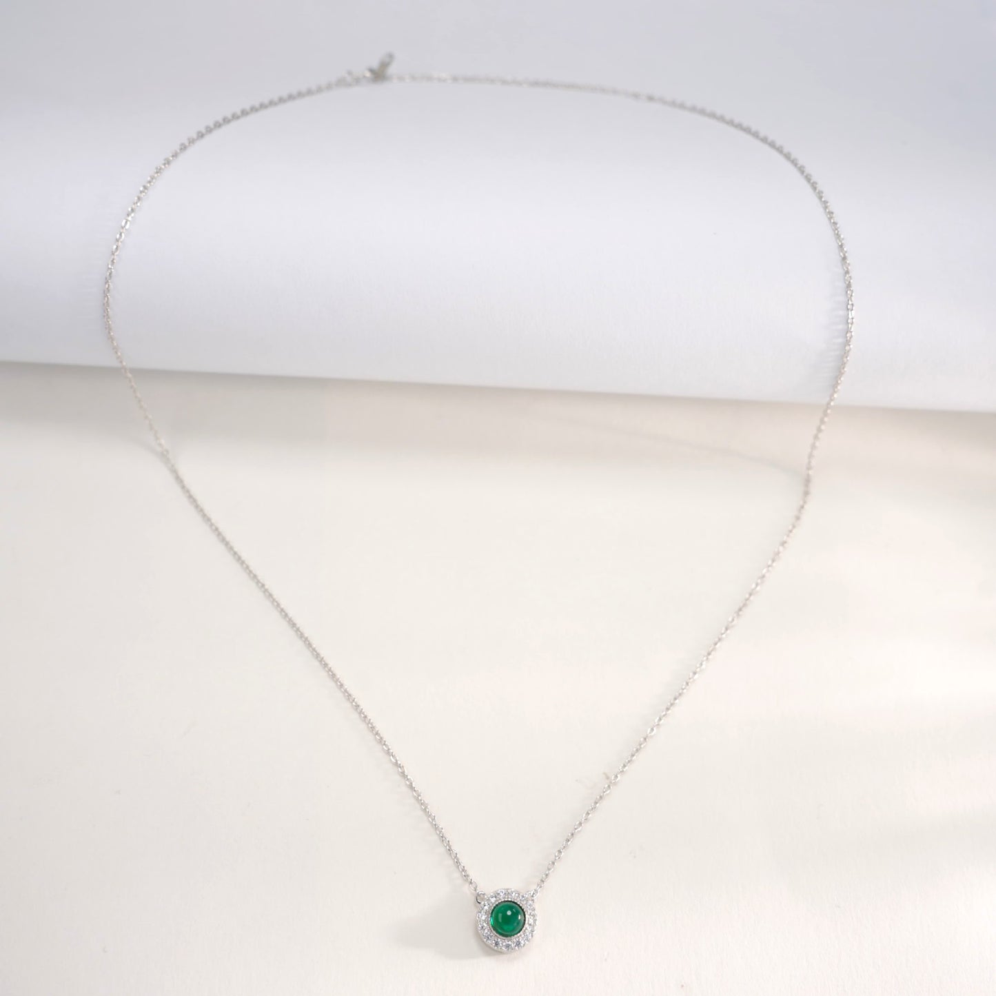 S925 Lab Emerald Necklace, Sterling Silver Versatile - Photo 5