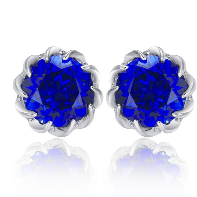 925 Sterling Silver Lab Sapphire Wrap Claw Earrings, Elegant Bestie Birthday - Photo 5