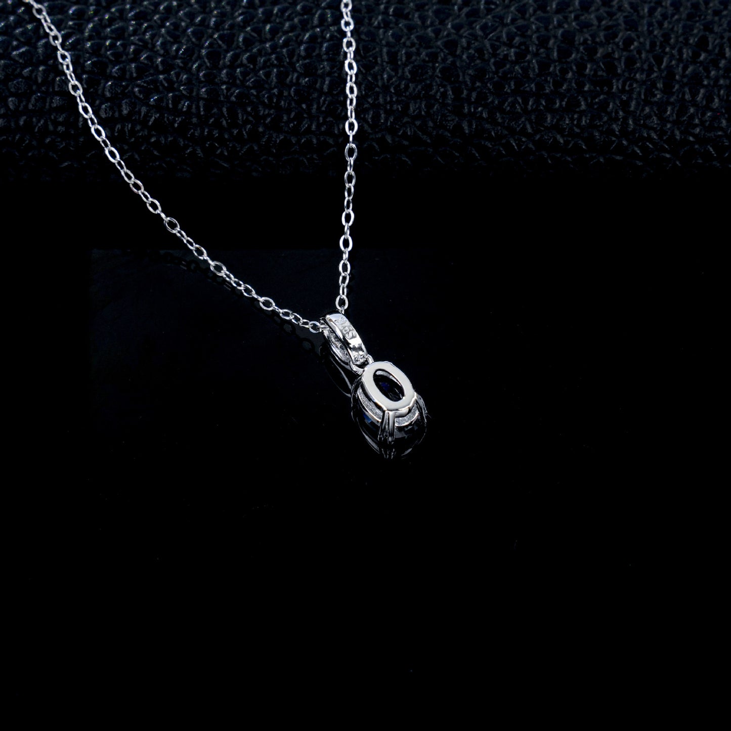 S925 Silver 6-Claw Oval Lab Sapphire Pendant Diamond, Simple Versatile Holiday - Photo 4
