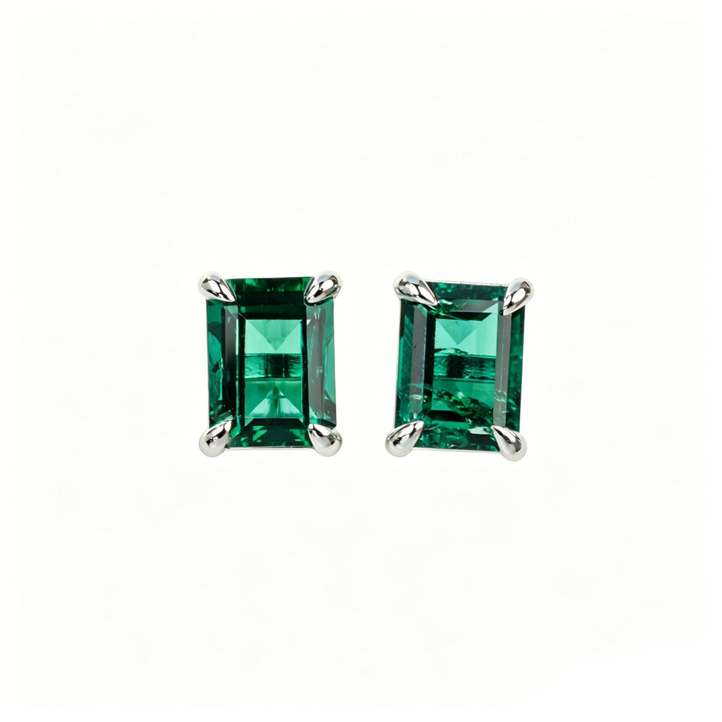 925 Sterling Silver Lab Emerald Square Earrings, Premium Delicate for Women - Photo 5