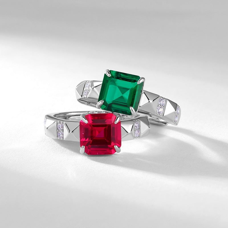 S925 Sterling Silver Lab Ruby Ring, Versatile Anniversary Birthday - Photo 4
