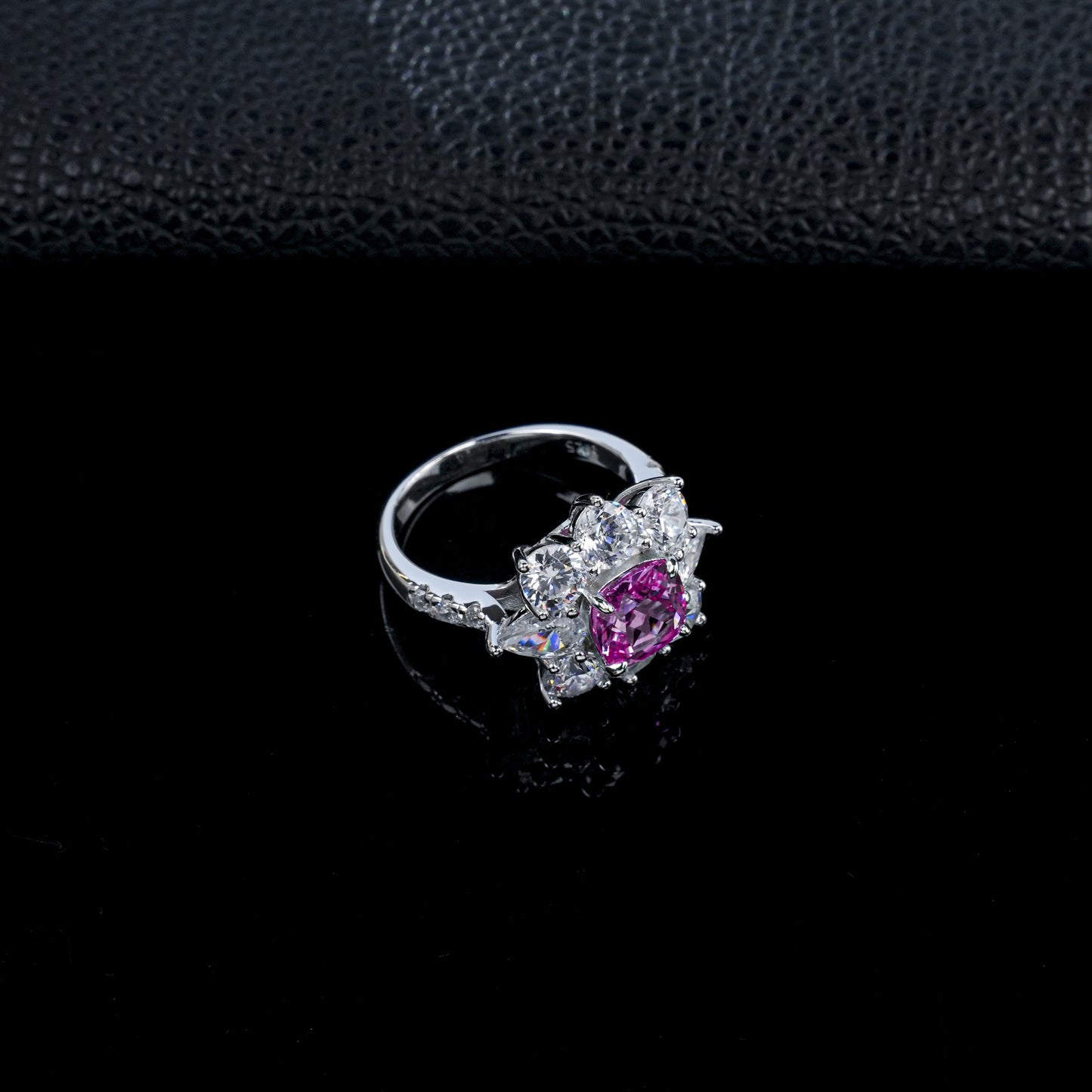 S925 Sterling Silver Lab Padparadscha Pink Sapphire Ring, Vintage Premium for Women - Photo 4
