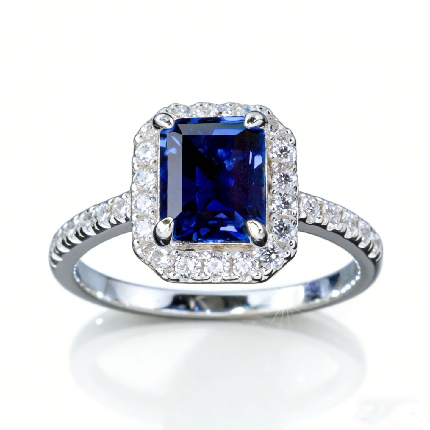 925 Sterling Silver Lab Sapphire Ring, Premium Elegant Gift - Photo 5
