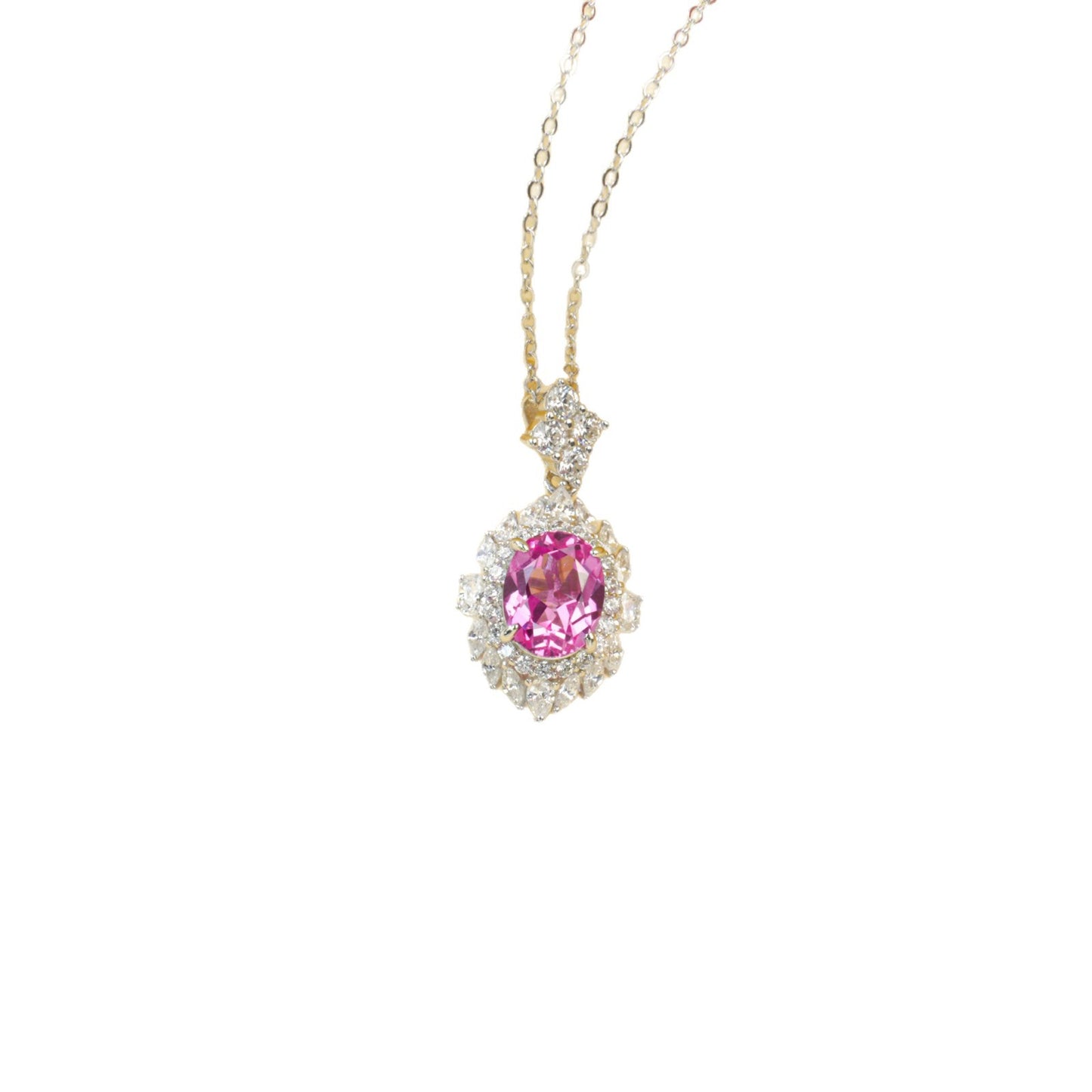 S925 Sterling Silver Lab Padparadscha Choker Necklace, Designer Versatile - Photo 5