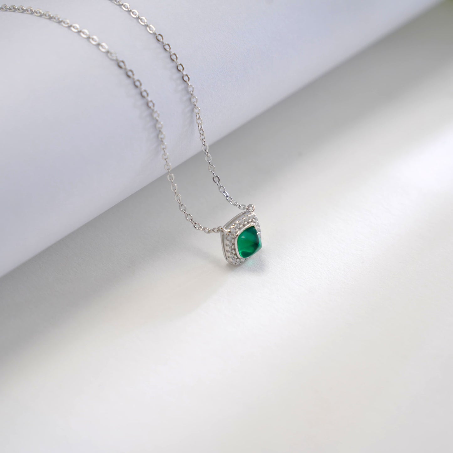 Lab Emerald Necklace S925 Silver Simple Versatile Gift - Photo 4