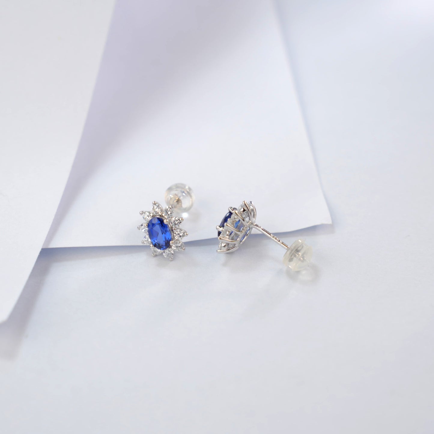 Sterling Silver Lab Sapphire Earrings, E-Commerce Design Premium - Photo 4
