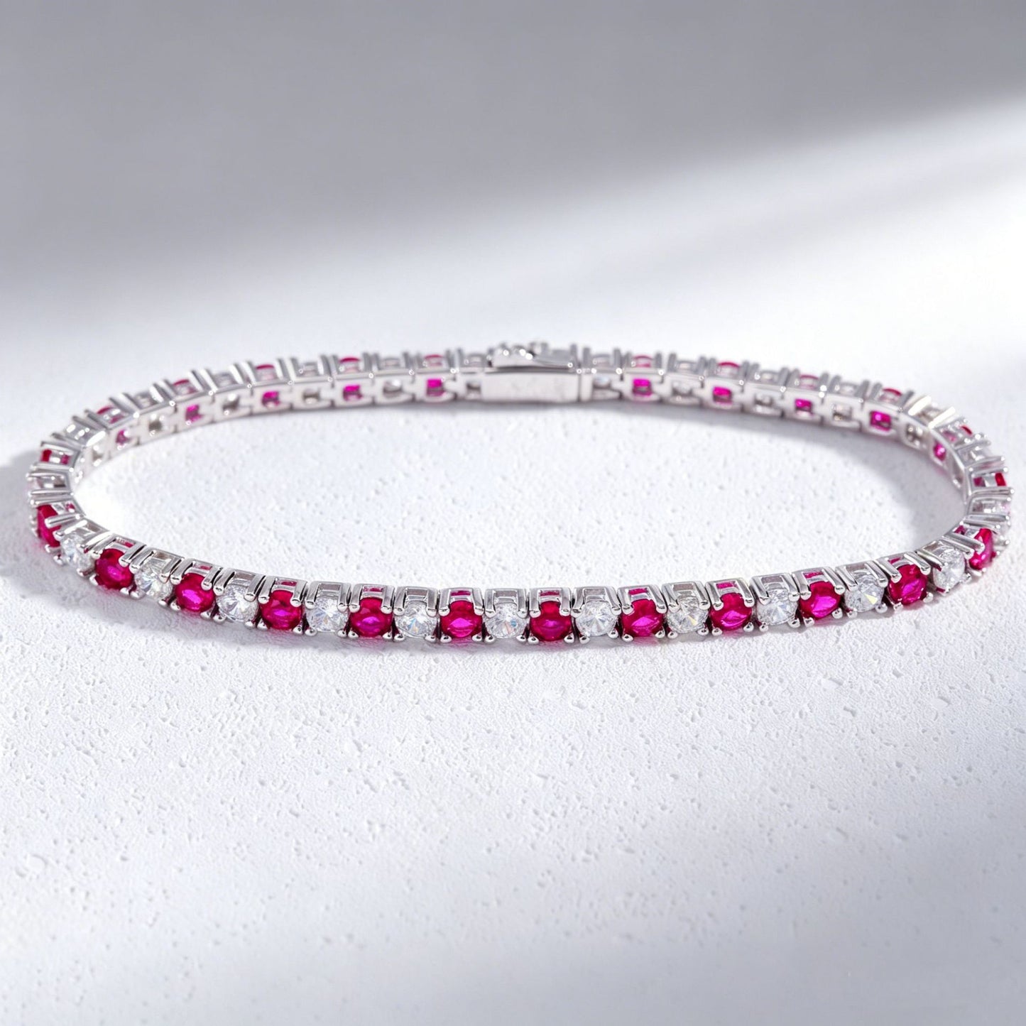 Lab Ruby Bracelet S925 Silver Diamond, Premium Gift Jewellery - Photo 4
