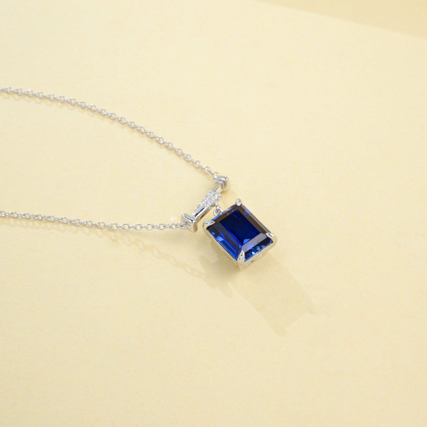 S925 Lab Sapphire Necklace, Elegant Premium - Photo 5