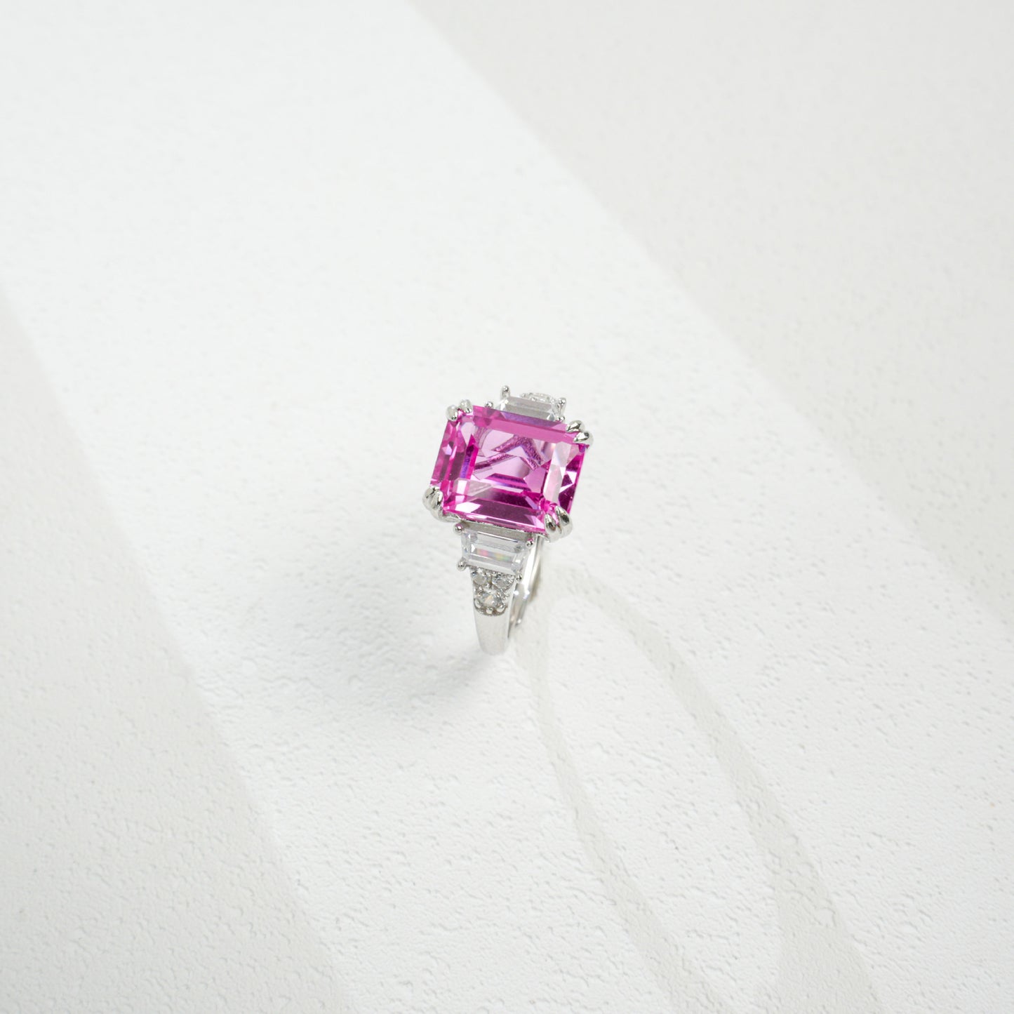 925 Sterling Silver Lab Padparadscha Ring, Engagement Versatile Gift - Photo 4