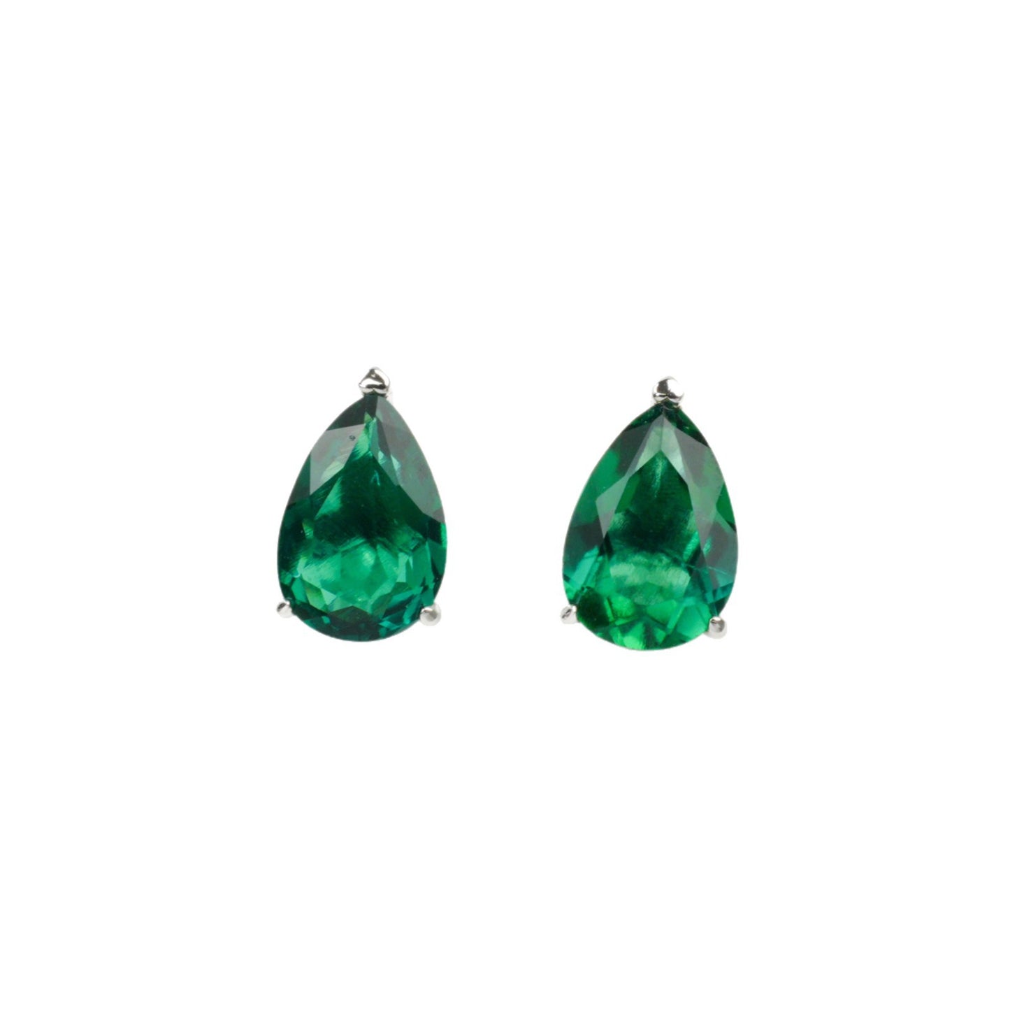 S925 Sterling Silver Lab Emerald Teardrop Earrings, Vintage for Women - Photo 5
