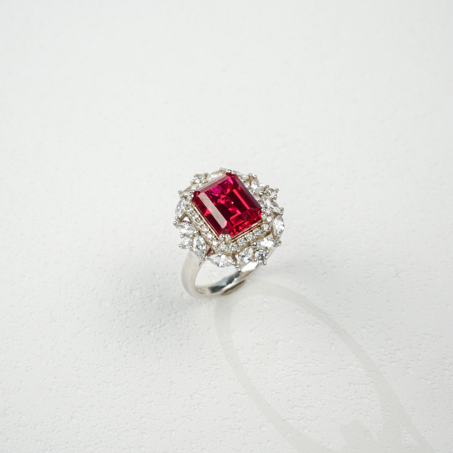 925 Silver Lab Ruby Ring-Necklace 2-in-1 Diamond Jewellery, Luxurious Premium Vintage - Photo 4