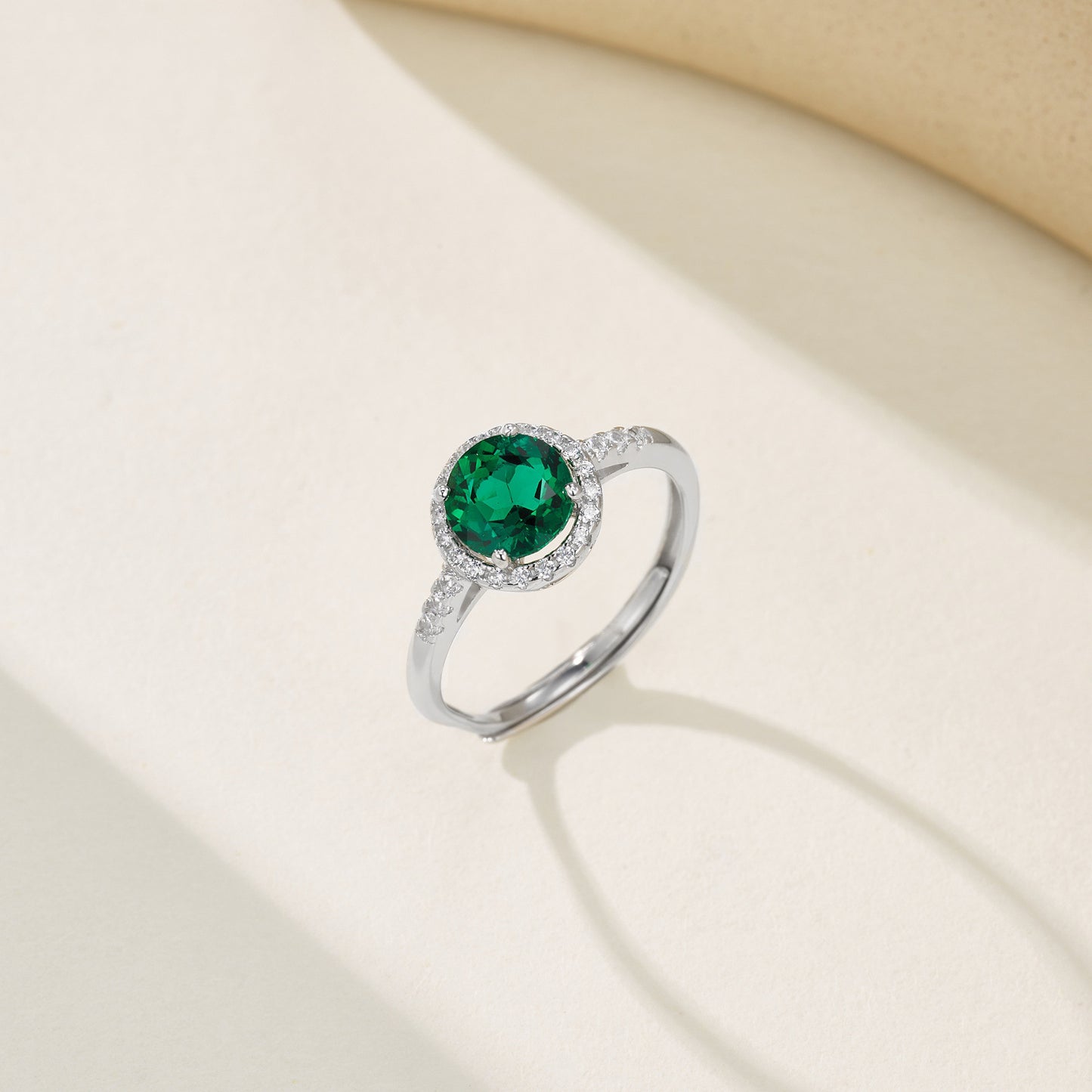 Lab Emerald Ring 925 Silver and Setting, Oval Geometric Classic - Photo 4