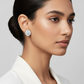 1 Carat Lab Diamond Bezel Set Stud Earrings — Square Wear Shot