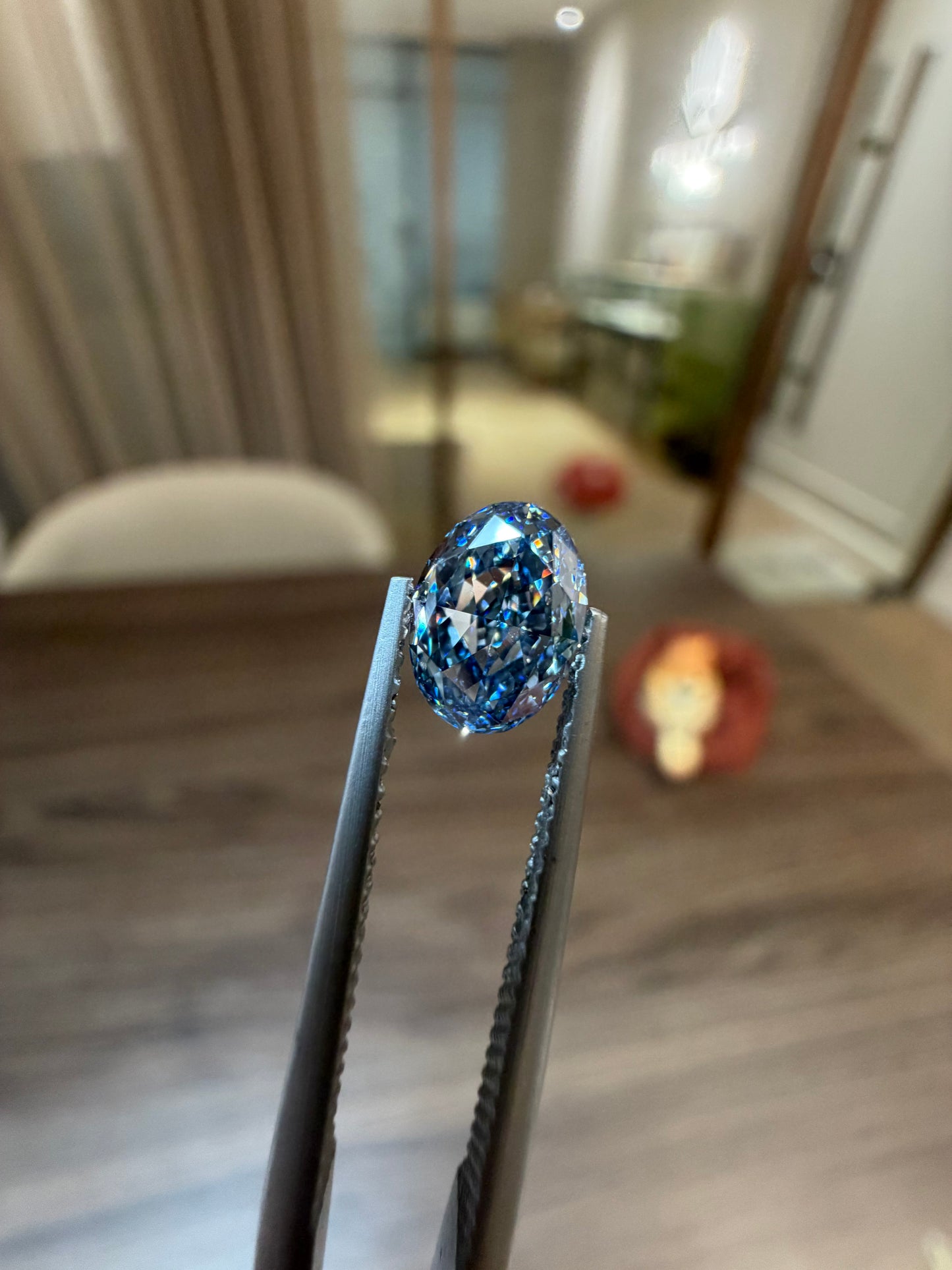 Blue Lab-Grown Diamond | 1.01CT Oval HTHP | VS2 | Deep Ocean Blue