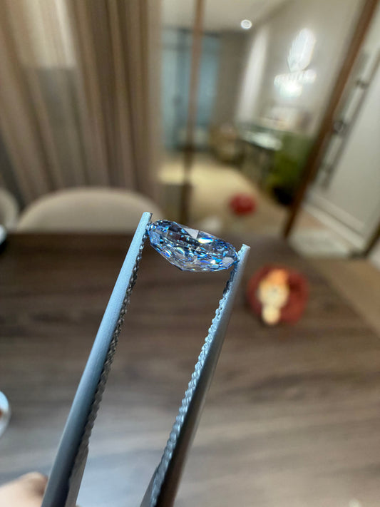 Blue Lab-Grown Diamond | 1.01CT Oval HTHP | VS2 | Deep Ocean Blue