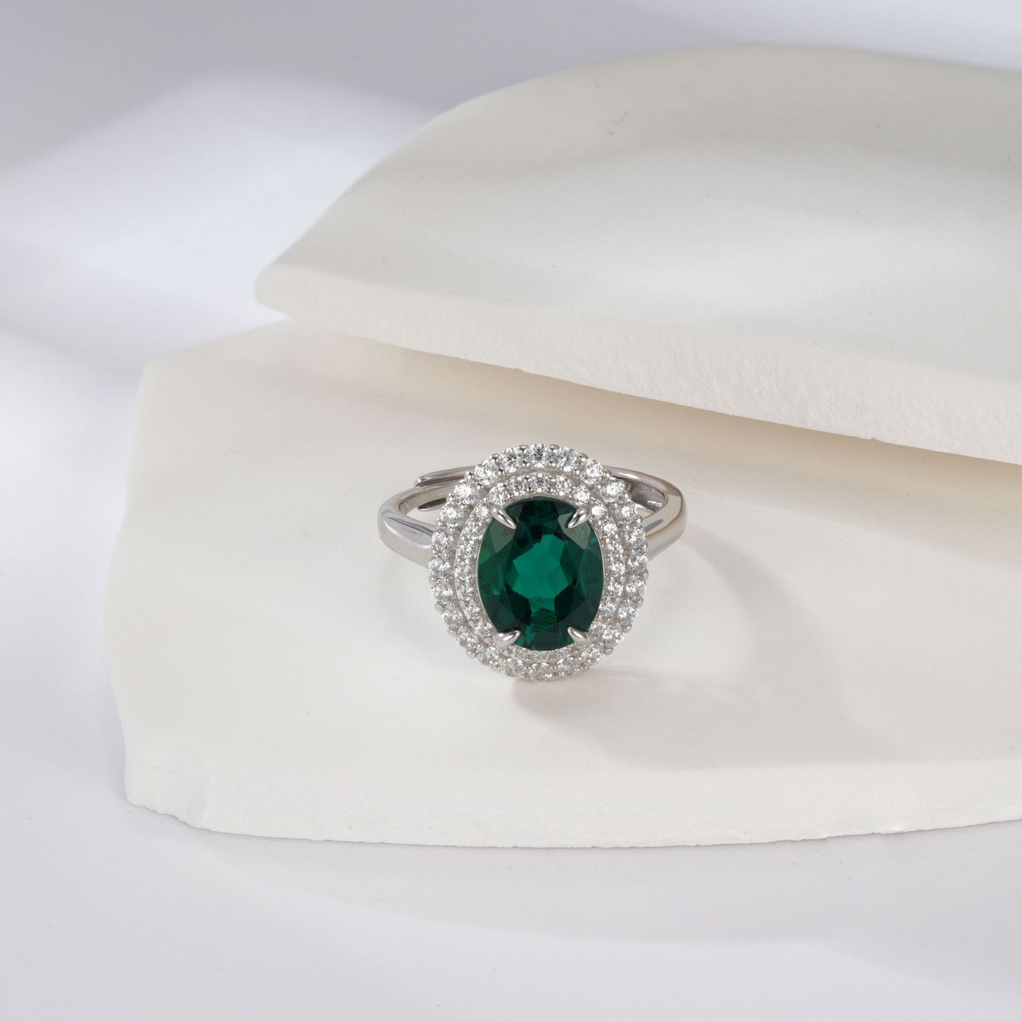 S925 Sterling Silver Lab Emerald Ring, Jewellery Design Premium - Photo 3
