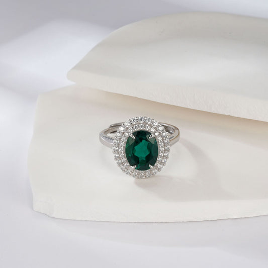 S925 Sterling Silver Lab Emerald Ring, Jewellery Design Premium - Photo 3