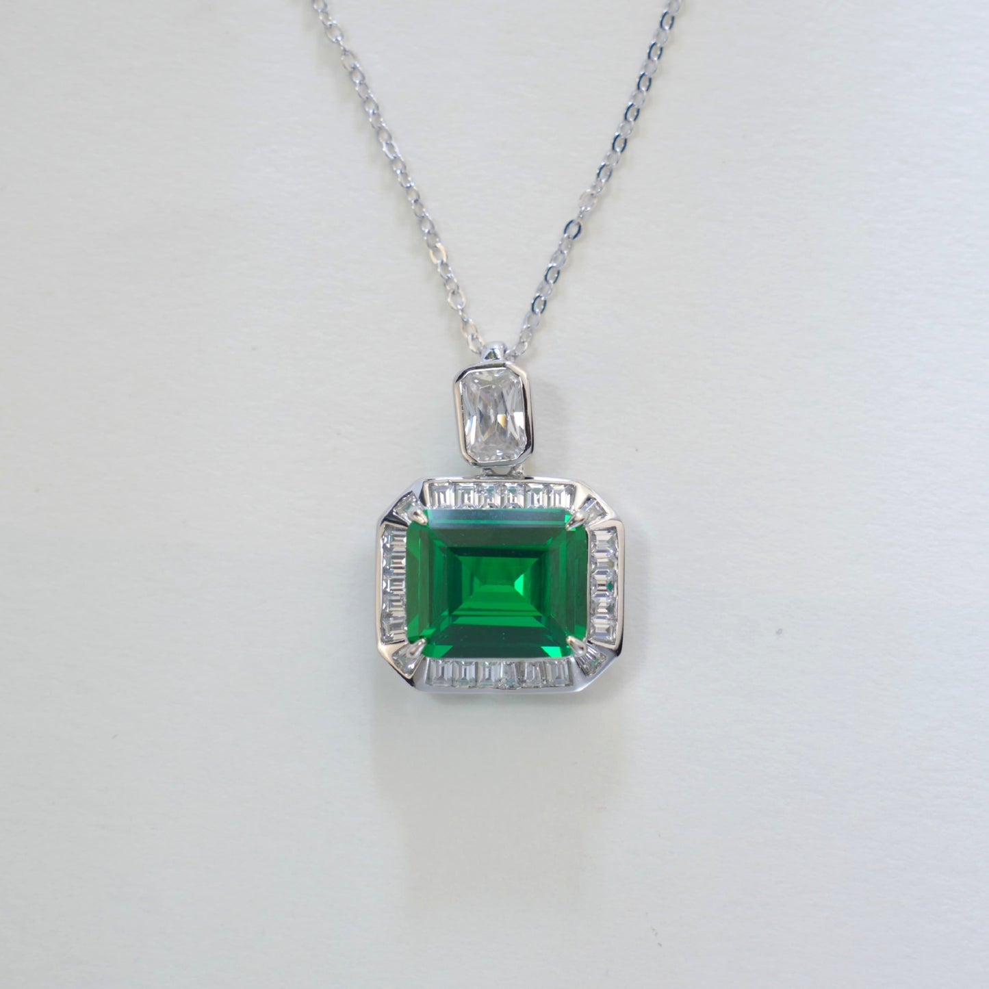 Tsavorite Necklace 925 Sterling Silver Square, Pendant - Photo 2